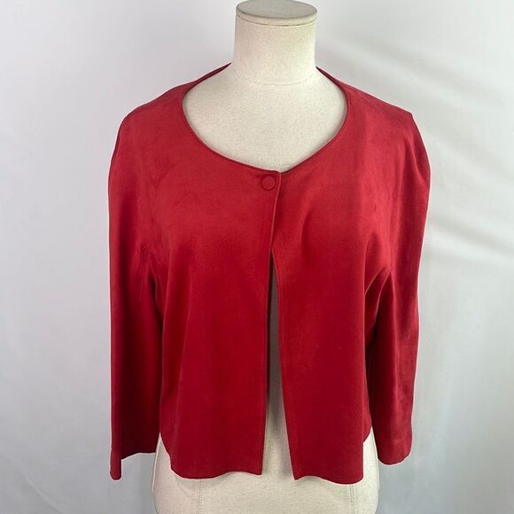 Marc Cain Red Faux Suede Crop Jacket - Picture 1 of 7